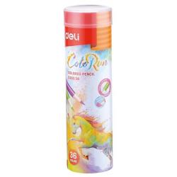 Карандаши цветные Deli ColoRun, тополь, с точилкой, 36 цветов, арт. EC00338