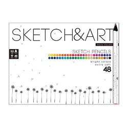 Карандаши цветные Sketch & art, утолщенные, грифель 4 мм, 48 цветов