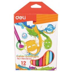 Фломастеры Deli Color Emotion, 12 цветов, арт. EC10100