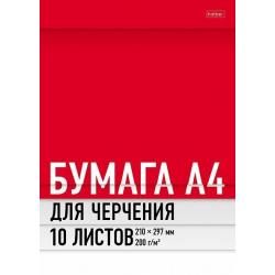 Бумага для черчения Красная, А4, 10 листов, 200 г/м2