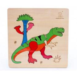 Деревянная фигурная пазл-рамка Динозавр, 18х18 см