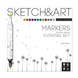 Маркеры двухсторонние Sketch&Art. Вечерний набор, 3 мм, 12 цветов