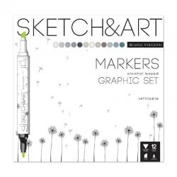 Маркеры двухсторонние Sketch&Art. Графика, 3 мм, 12 цветов