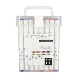 Набор двусторонних скетч маркеров Sketch&Art, макси, в пластиковом пенале, 48 цветов