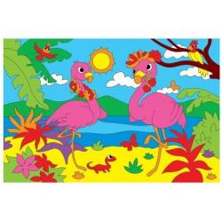 Холст с красками Рисование по номерам. Два красивых фламинго, 20x30 см