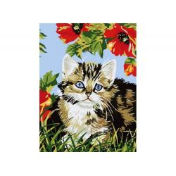Живопись на холсте Котёнок в цветах, 30х40 см