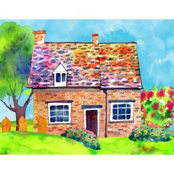 Холст с красками Яркий домик (14 цветов), 17х22 см