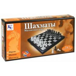 Шахматы, шашки, нарды магнитные, 3 в 1 (8188-2)