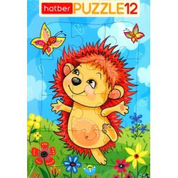 Hatber Puzzle-12 в рамке. Ежик на полянке