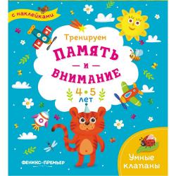 Тренируем память и внимание. 4-5 года. Книжка с наклейками